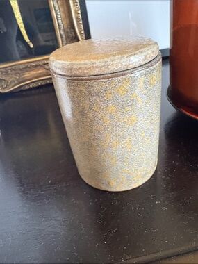 Zara Home Decorative Ceramic Canister in Speckled Beige and Gold